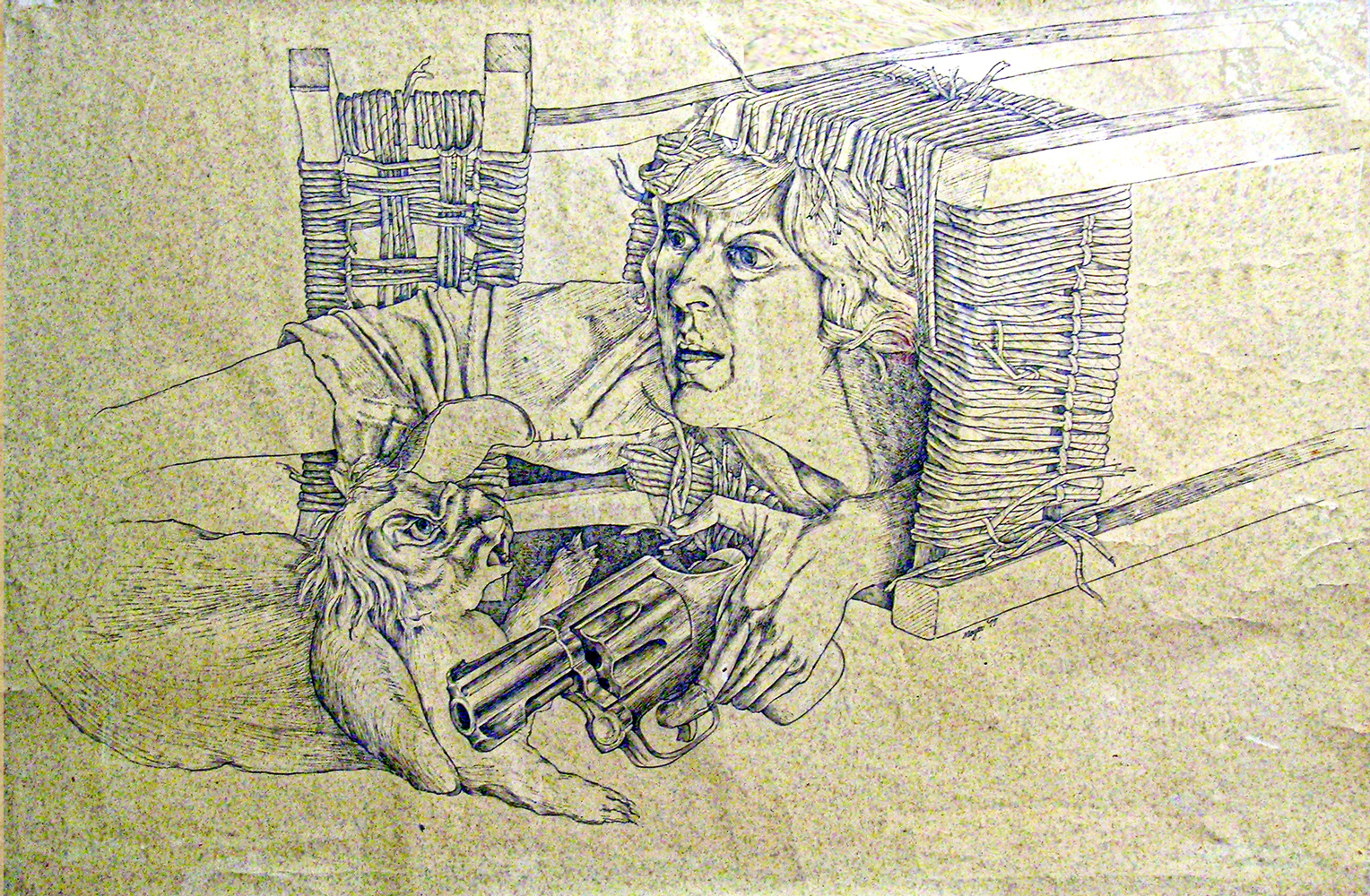 Angry Rabbit informs the Chair Spirit
<span>Ink on HMP mold-made paper<br>
32”x 45”
</span>